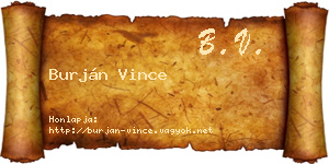 Burján Vince névjegykártya